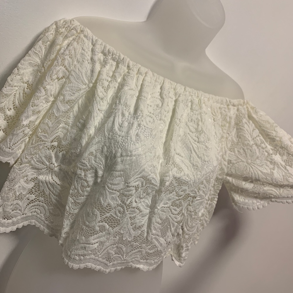 White Lace Off-Shoulder Top
